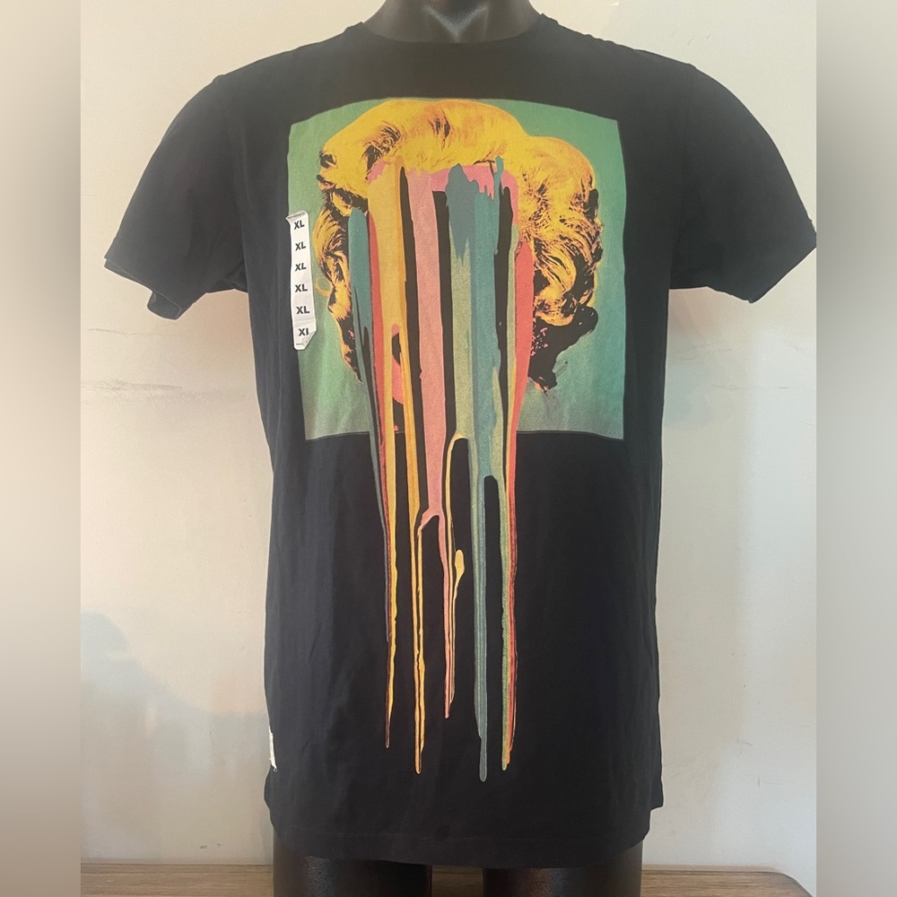 Men’s TwoAngle S/S Marilyn Monroe, Drip Rainbow Blk T-Shirt Size XL